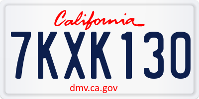 CA license plate 7KXK130