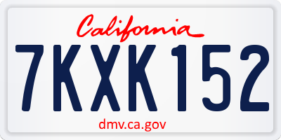 CA license plate 7KXK152