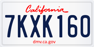 CA license plate 7KXK160