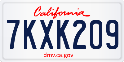 CA license plate 7KXK209