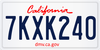 CA license plate 7KXK240