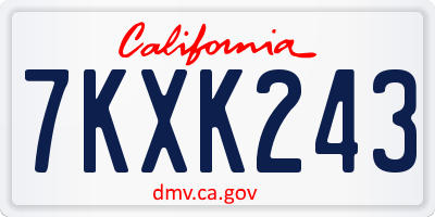 CA license plate 7KXK243