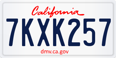 CA license plate 7KXK257