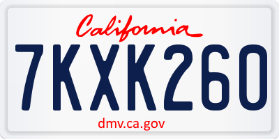 CA license plate 7KXK260