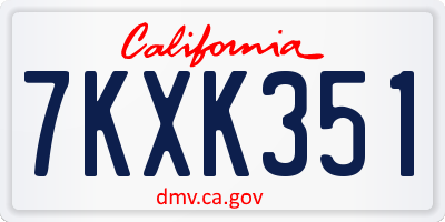 CA license plate 7KXK351