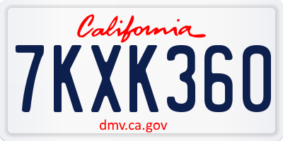 CA license plate 7KXK360