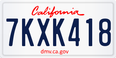 CA license plate 7KXK418
