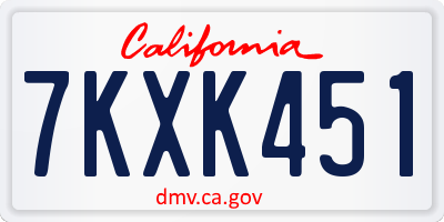 CA license plate 7KXK451