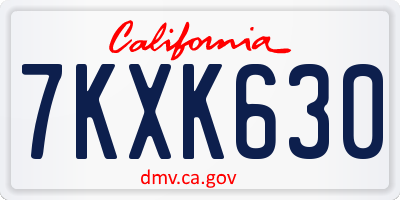 CA license plate 7KXK630