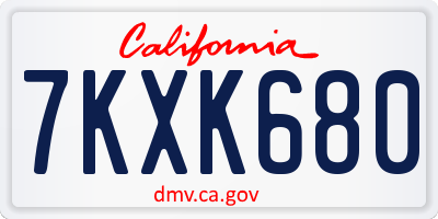 CA license plate 7KXK680