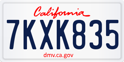 CA license plate 7KXK835
