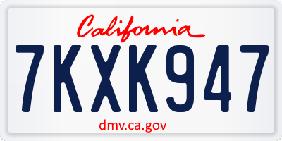 CA license plate 7KXK947