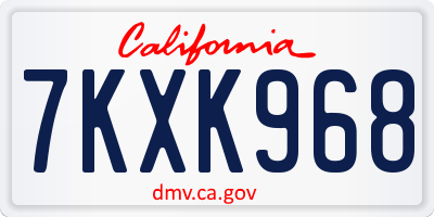 CA license plate 7KXK968