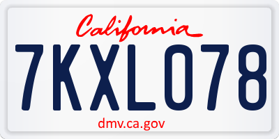 CA license plate 7KXL078