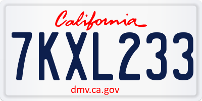 CA license plate 7KXL233