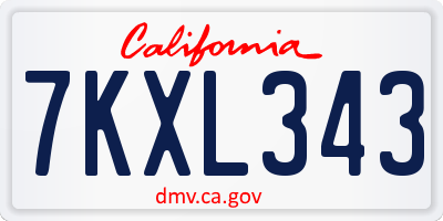 CA license plate 7KXL343