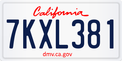 CA license plate 7KXL381