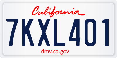 CA license plate 7KXL401