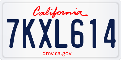 CA license plate 7KXL614