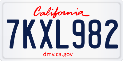 CA license plate 7KXL982