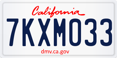 CA license plate 7KXM033