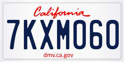 CA license plate 7KXM060