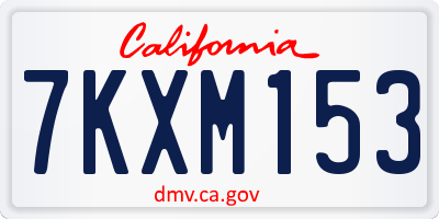 CA license plate 7KXM153