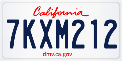 CA license plate 7KXM212