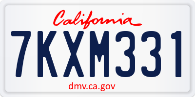 CA license plate 7KXM331