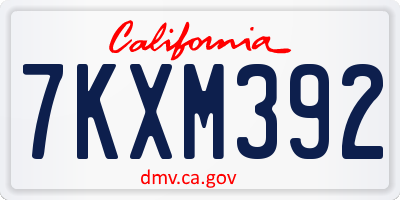 CA license plate 7KXM392