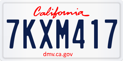 CA license plate 7KXM417