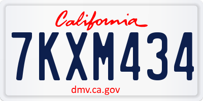 CA license plate 7KXM434