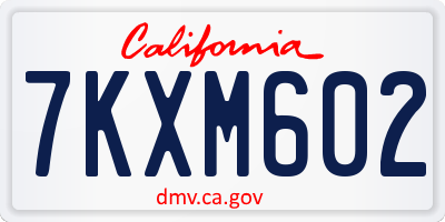 CA license plate 7KXM602
