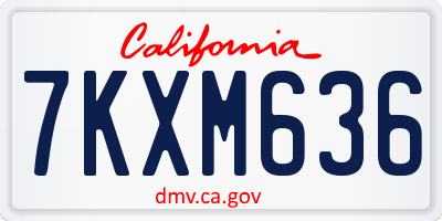 CA license plate 7KXM636