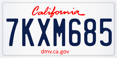 CA license plate 7KXM685