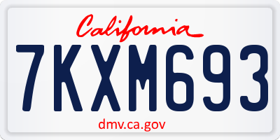 CA license plate 7KXM693