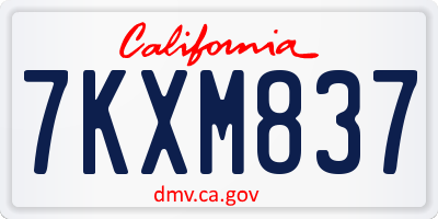 CA license plate 7KXM837