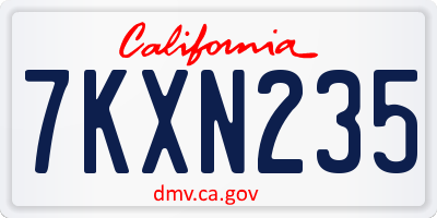 CA license plate 7KXN235