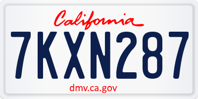 CA license plate 7KXN287