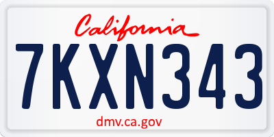 CA license plate 7KXN343