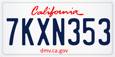 CA license plate 7KXN353