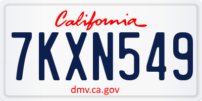 CA license plate 7KXN549