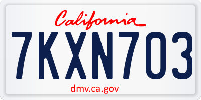 CA license plate 7KXN703