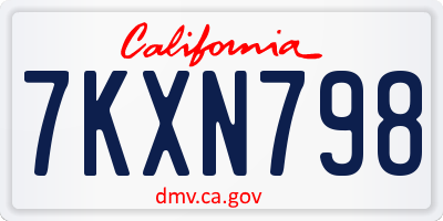 CA license plate 7KXN798