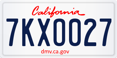 CA license plate 7KXO027