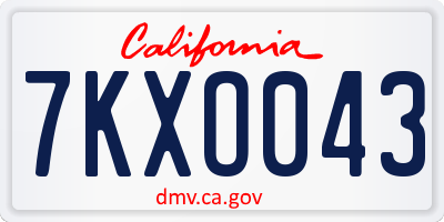 CA license plate 7KXO043