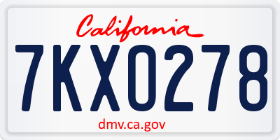 CA license plate 7KXO278