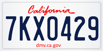 CA license plate 7KXO429