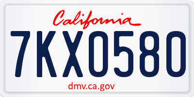 CA license plate 7KXO580