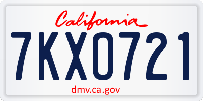 CA license plate 7KXO721